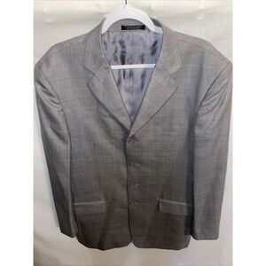 Vittorio St. Angelo Men’s Suit Jacket Size 42L Gray Business Formal Windowpane